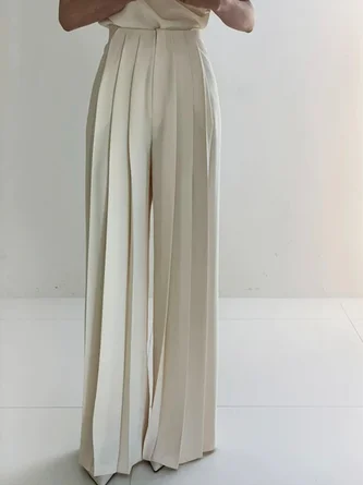 Elegant Pleated Long Wide Leg Pants