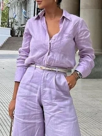 Cotton And Linen Urban Plain Shirt
