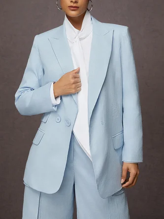 Casual Linen Plain Lapel Collar Blazer