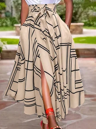Urban Slit Geometric Midi Skirt