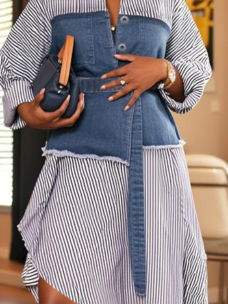 Casual Plain Distressing Strapless Denim Top With Belt