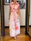 Elegant Floral Printing Shirt Collar Maxi Dress With Belt