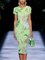 Elegant Floral Printing Crew Neck Knee Length Dress