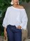 Linen Blend Casual Plain Split Joint Crew Neck Raglan Sleeves Blouse