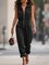Urban Plain Zipper Denim Jumpsuit