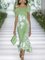 Elegant Floral Off Shoulder Sleeve Printing Midi Dress