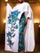 Satin Urban Floral Printing Crew Neck Raglan Sleeves Blouse