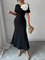 Elegant Color Block 3D Floral Midi Dress