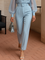 Urban Plain Buttoned Slim Taper Pants With Belt