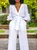 Urban Puff Sleeve Regular Fit Plain V Neck Shirt With No Belt