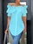 Elegant Off Shoulder Ruffle Short Sleeve Button-Down Blouse
