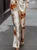 Elegant Luxury Satin Floral Straight-Leg Pants 