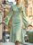 Elegant Bell Sleeve 3D Floral Crew Neck Knee Length Dress