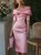 Elegant Plain 3D Floral Midi Party Dress