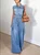 Casual Pockets Plain Shawl Collar Denim Jumpsuit