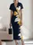 Urban Floral Printing V Neck Midi Dress