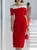 Elegant Plain Split Joint Boat Neck Knee Length Dress
