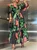 Vacation Floral Puff Sleeve Printing Maxi Dress With Belt