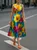 Elegant Floral Printing Crew Neck Midi Dress