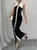 Urban Color Block Split Joint Shawl Collar Maxi Dress