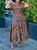 Casual Striped Raglan Sleeve Printing Notched Maxi Dress