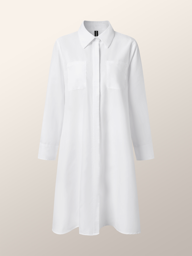 Shirt Dress Long sleeve Plain Simple Dress