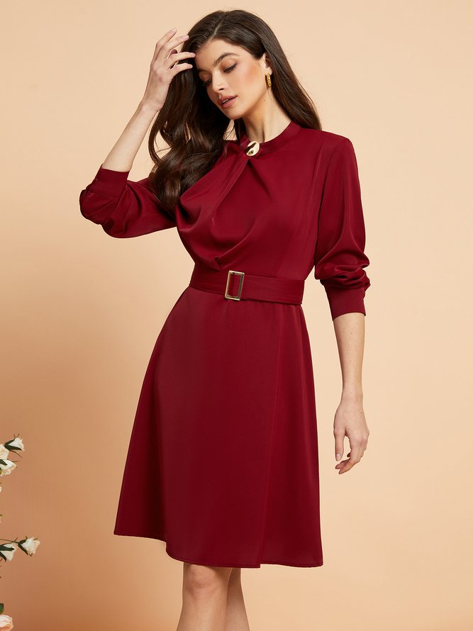 Stylewe Long sleeve Regular Fit Elegant Midi Dress