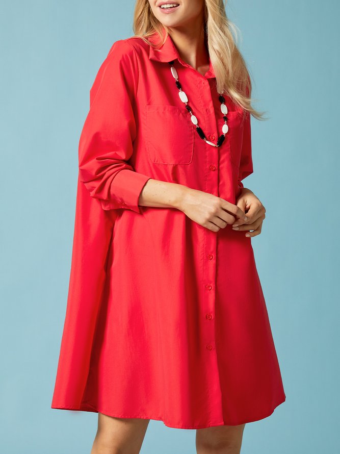 Shirt Dress Long sleeve Plain Simple Shirt Dress