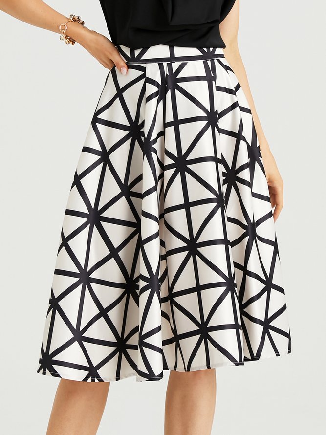 Regular Fit Elegant Geometric Midi Skirt