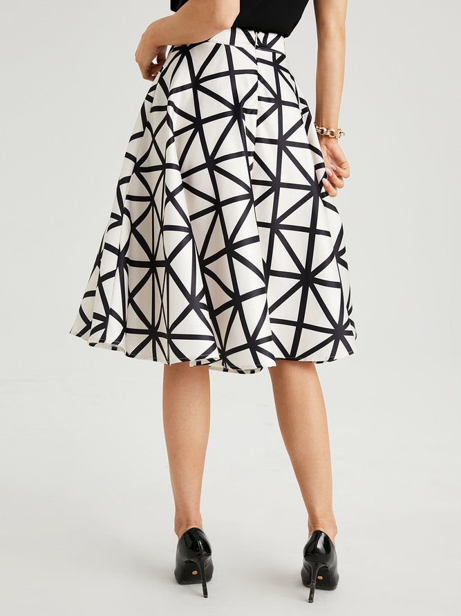 Regular Fit Elegant Geometric Midi Skirt