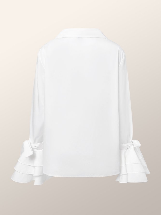 Long sleeve Elegant Regular Fit Shirt Collar White Blouse