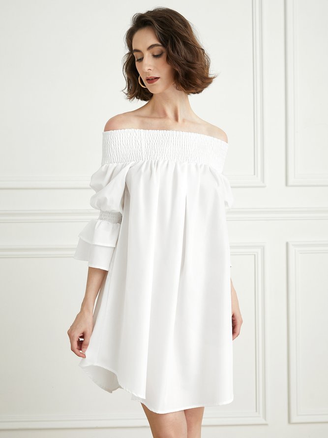 Loose Short sleeve Cold Shoulder Elegant Skirt Dress