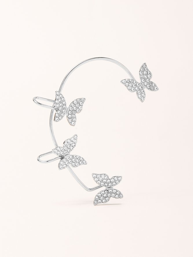 Alloy Rhinestone Butterfly Cuff Earrings