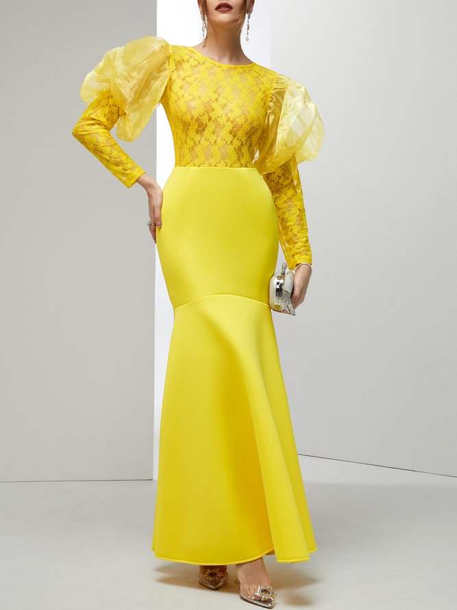 Plain Mesh Crew Neck Party Party Dress Stylewe_usapp