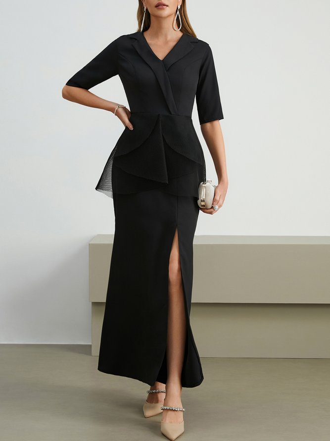 Elegant Shawl Collar Wedding Guest Dress for Timeless Style
