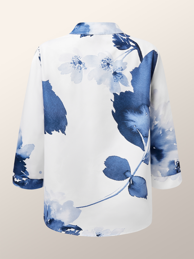 Floral Urban Printing Half Turtleneck Blouse