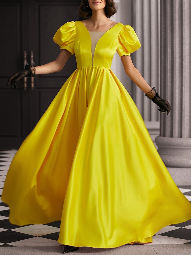 Elegant Satin Plain Regular Fit Wedding Dress & Party Dress | Dresses ...