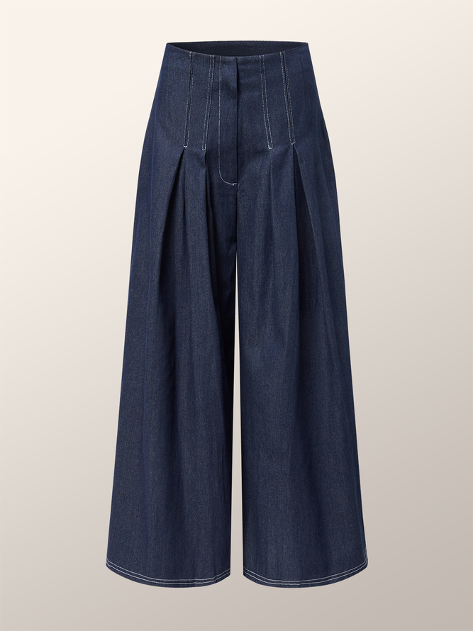 Plain Urban Wide Leg  Denim Jeans