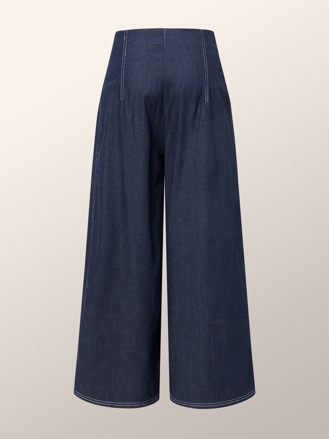 Plain Urban Wide Leg  Denim Jeans