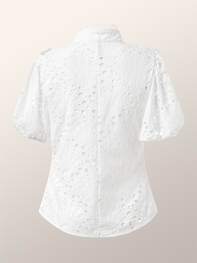 Plain Stand Collar Elegant Regular Fit Shirt