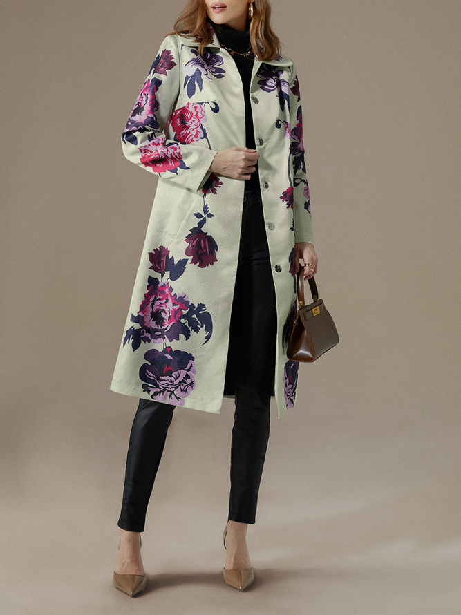 Floral Loose Elegant Trench Coat