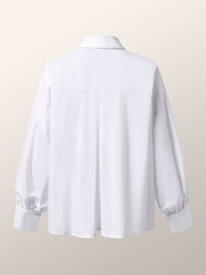 Plain Shirt Collar Loose Urban Blouse