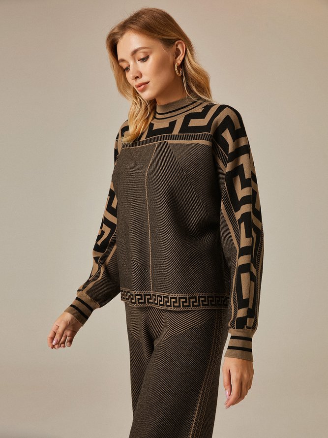 Crew Neck Loose Urban Geometric Sweater