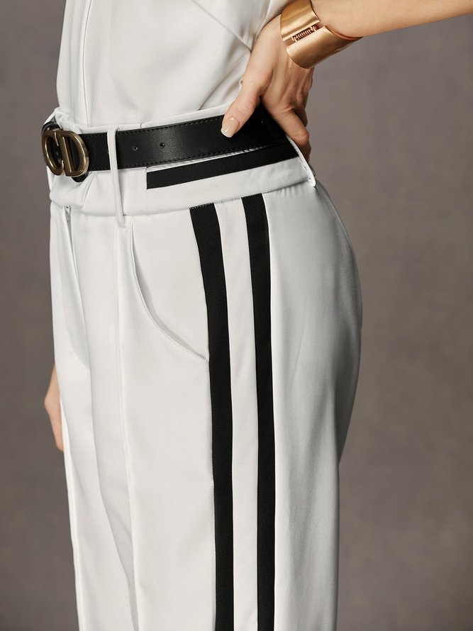 Regular Fit Color Block Urban Color Block Fashion Pants