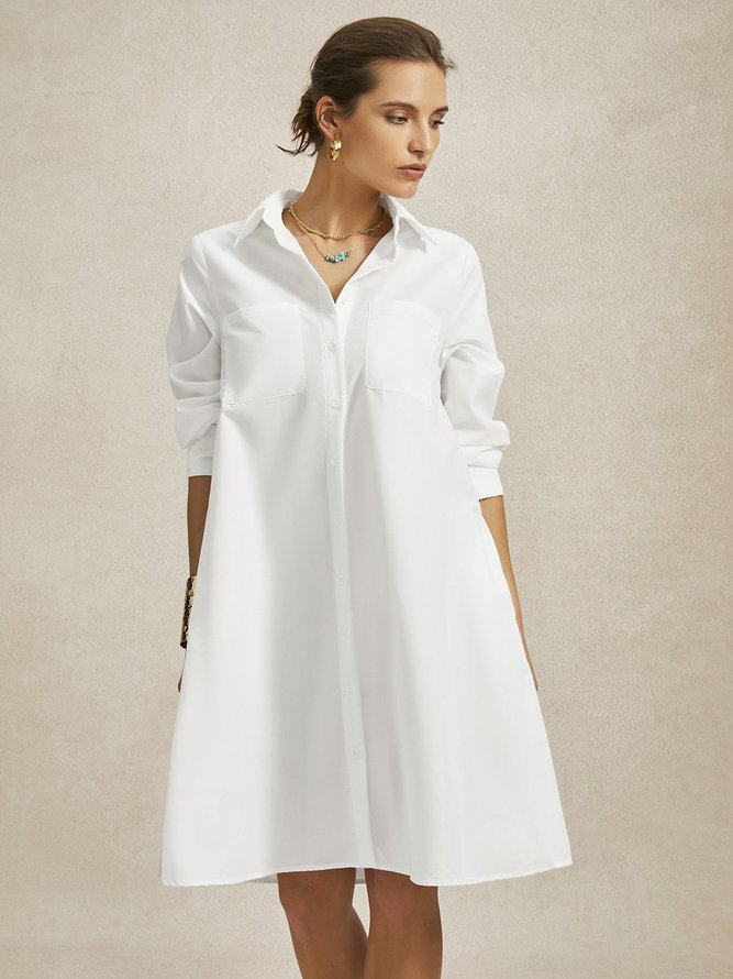 Shirt Dress Long sleeve Plain Simple Shirt Dress