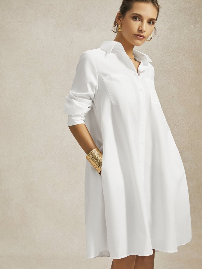 Shirt Dress Long sleeve Plain Simple Shirt Dress