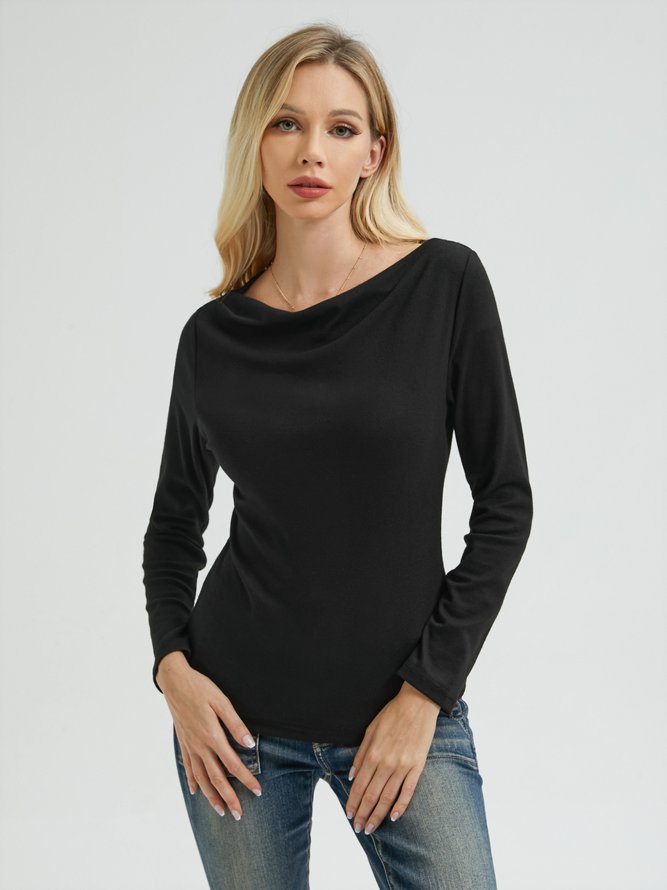 Long Sleeve Skinny Lady Solid Top