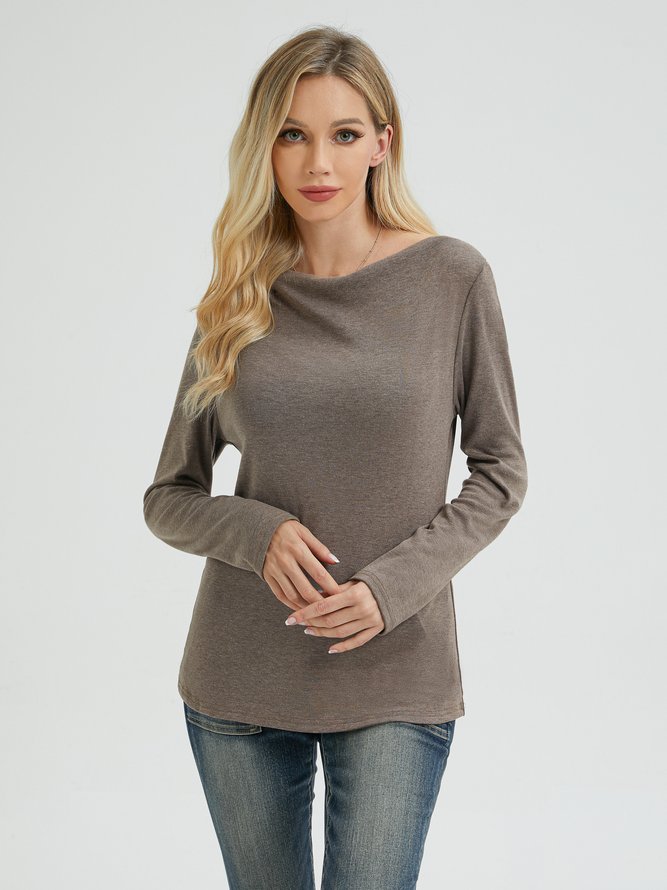 Long Sleeve Skinny Lady Solid Top