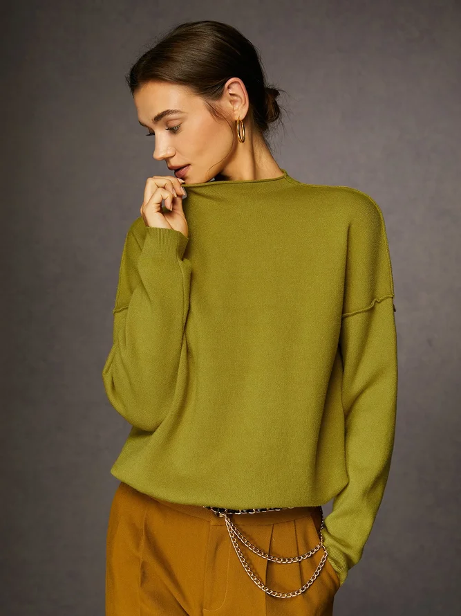 Basic Mock Neck Loose Sweater