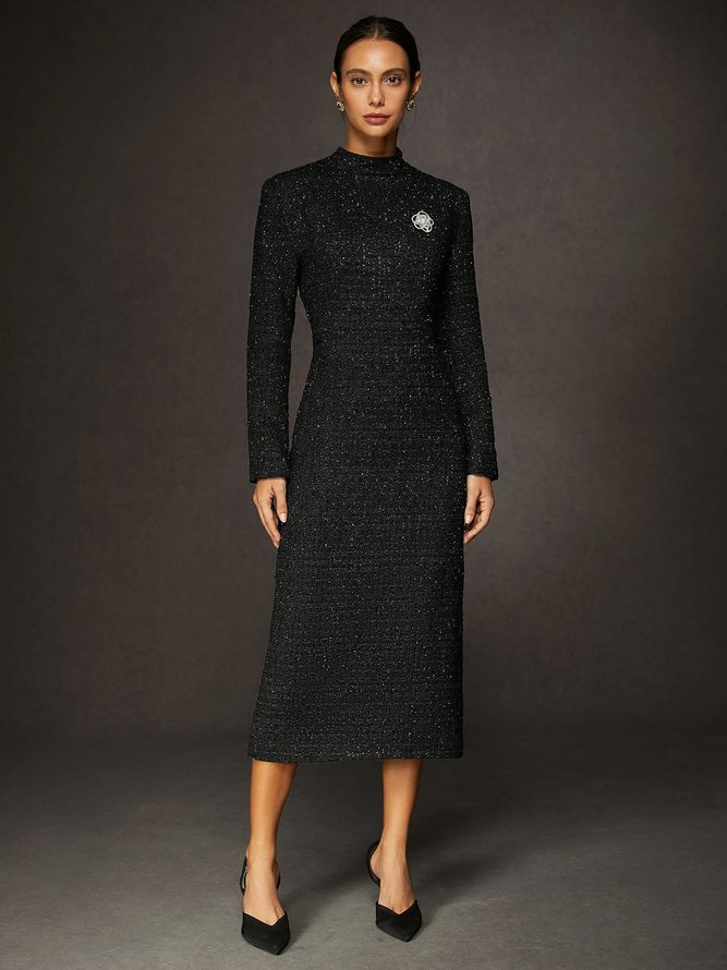 Urban Mock Neck Tweed Dress（without brooch）